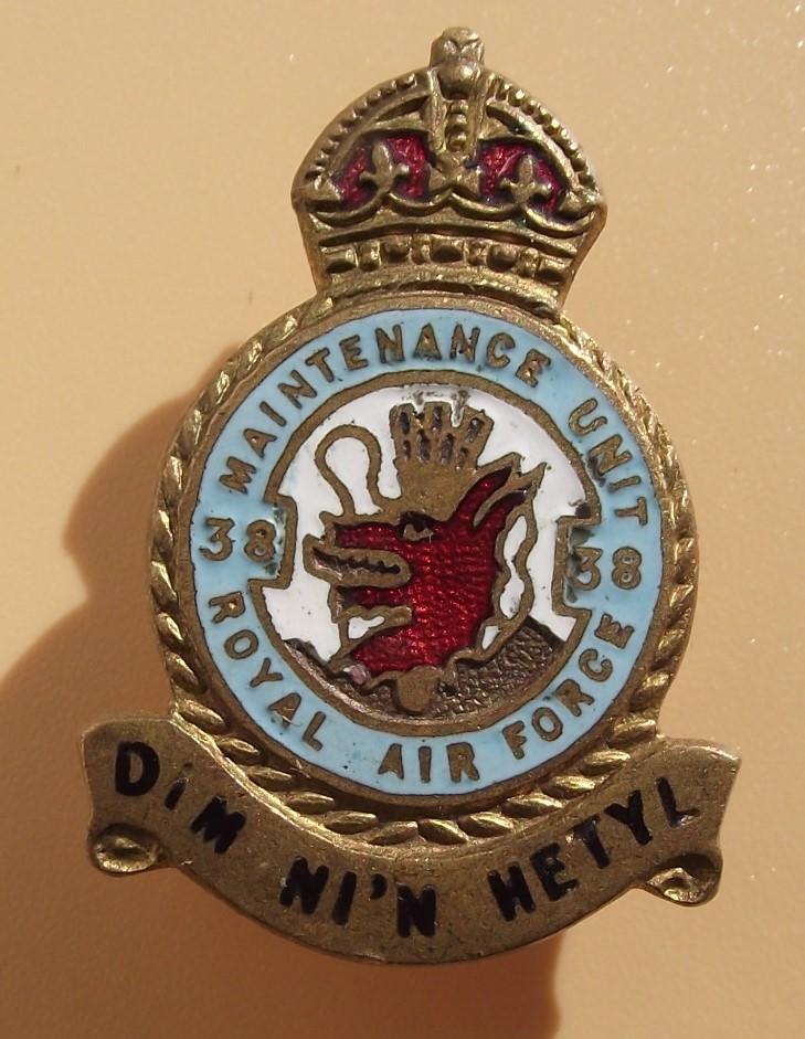 Crow Valley Militaria | RAF 38 Squadron Maintenance Unit Enamel Badge.