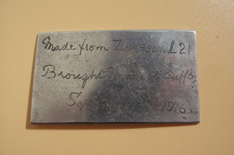 WW1 Zeppelin Metal Fragment Souvenir. 1916.