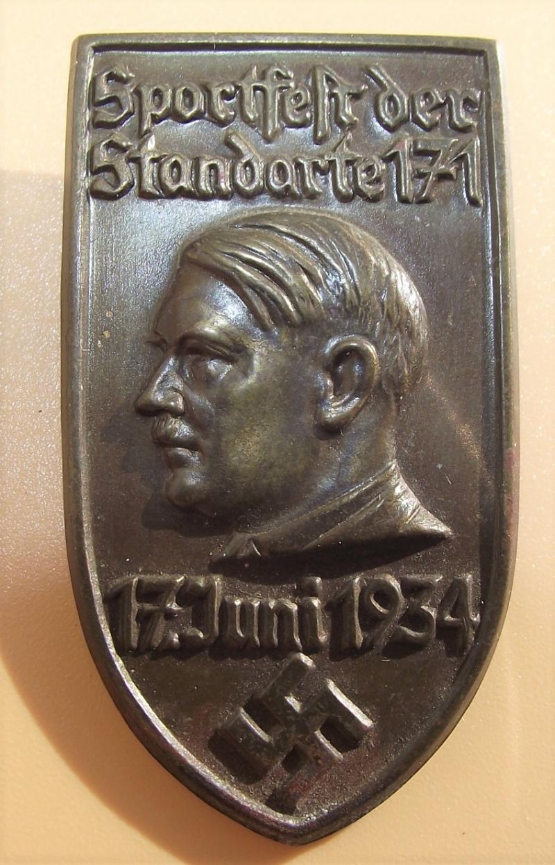 SA Event Badge/Tinnie. Sportfest Der Standarte 171,1934.