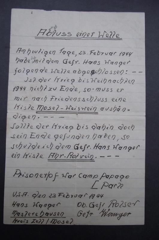 WW2 German Letter, U.S. POW Camp Papago.
