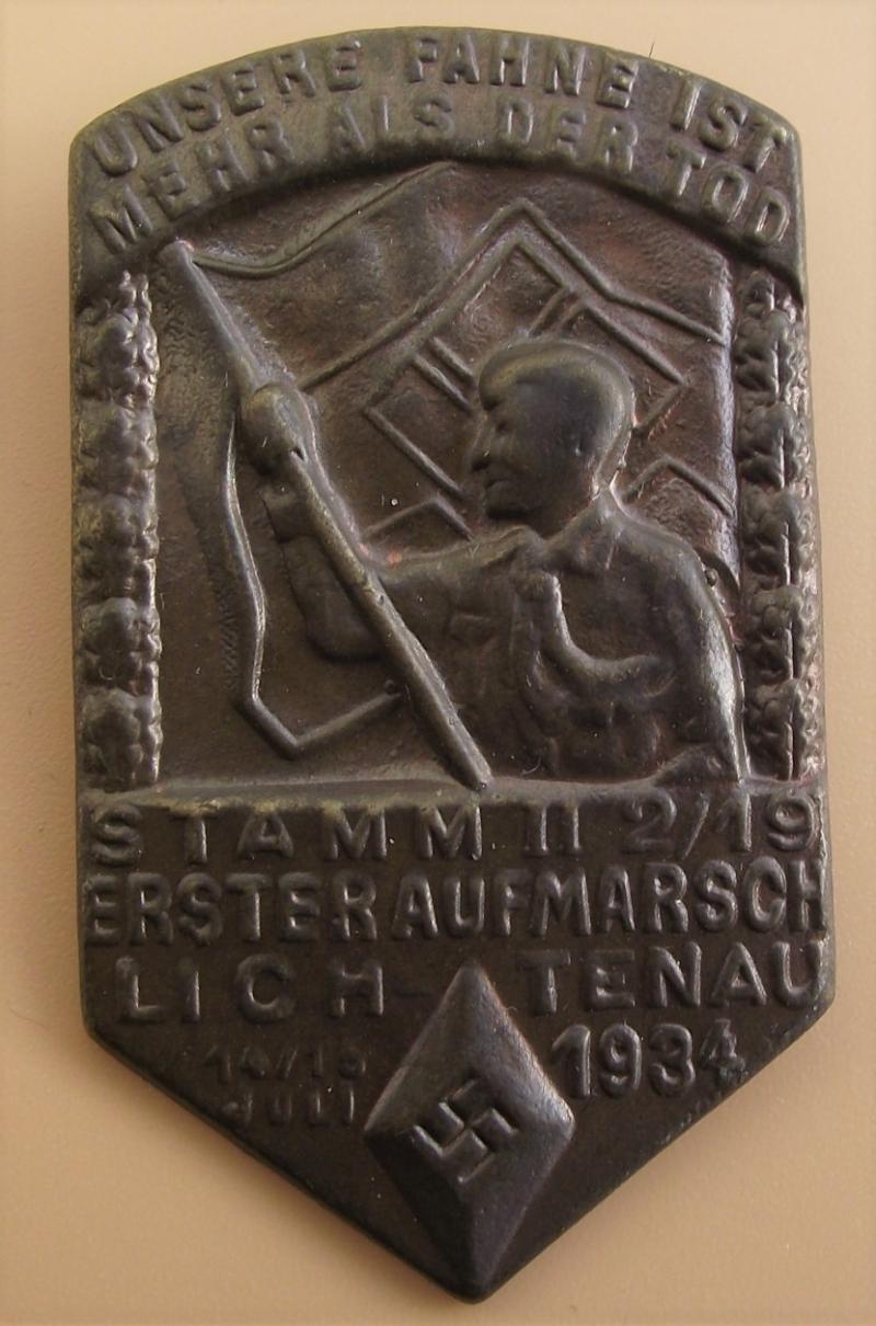 Hitler Youth Tinne/ Event Badge. Ersteraufmarsch, Lichtenau 1934.