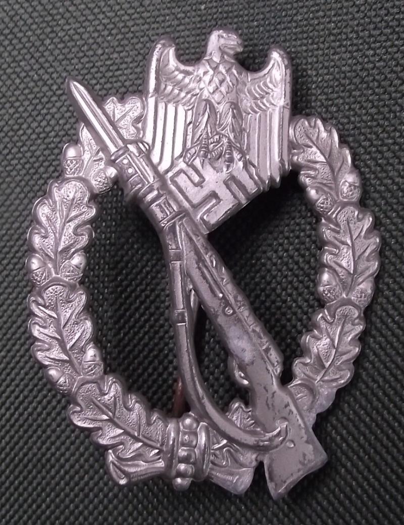 Silver Infantry Assault Badge. Semi Hollow Vienna Design.