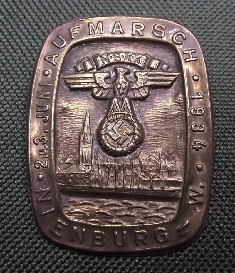 NSKK Event Badge/Tinnie. Aufmarsch Nienburg, 1934.