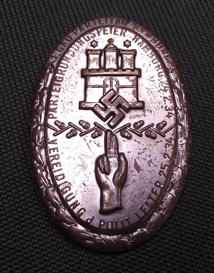 Gau Parteitag Event Badge/Tinnie. Hamburg 1934.