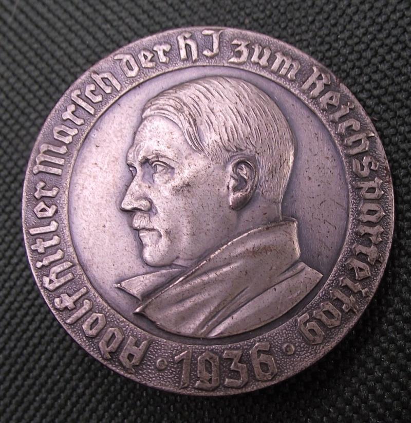 Hitler Youth Tinne/ Event Badge. Adolf Hitler Marsch Der HJ. 1936.