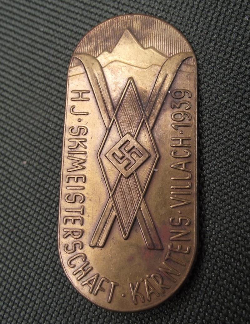 Hitler Youth Tinne/ Event Badge. HJ Skimeisterschaft Villach, 1939.