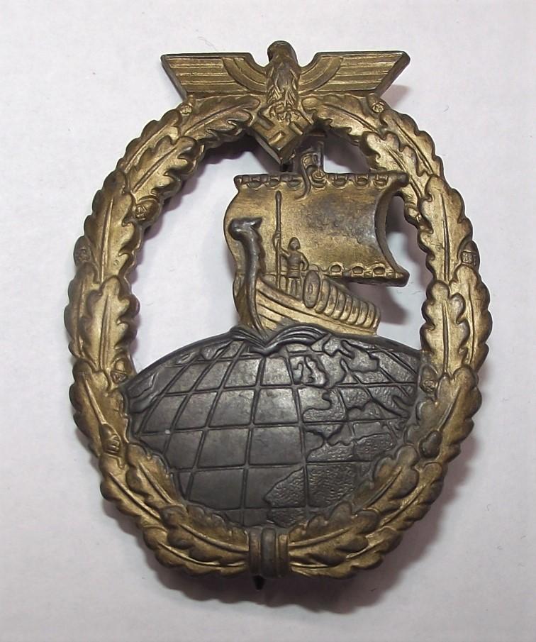 WW2 German Auxiliary Cruiser War Badge. MM/FO, Friedrich Orth.