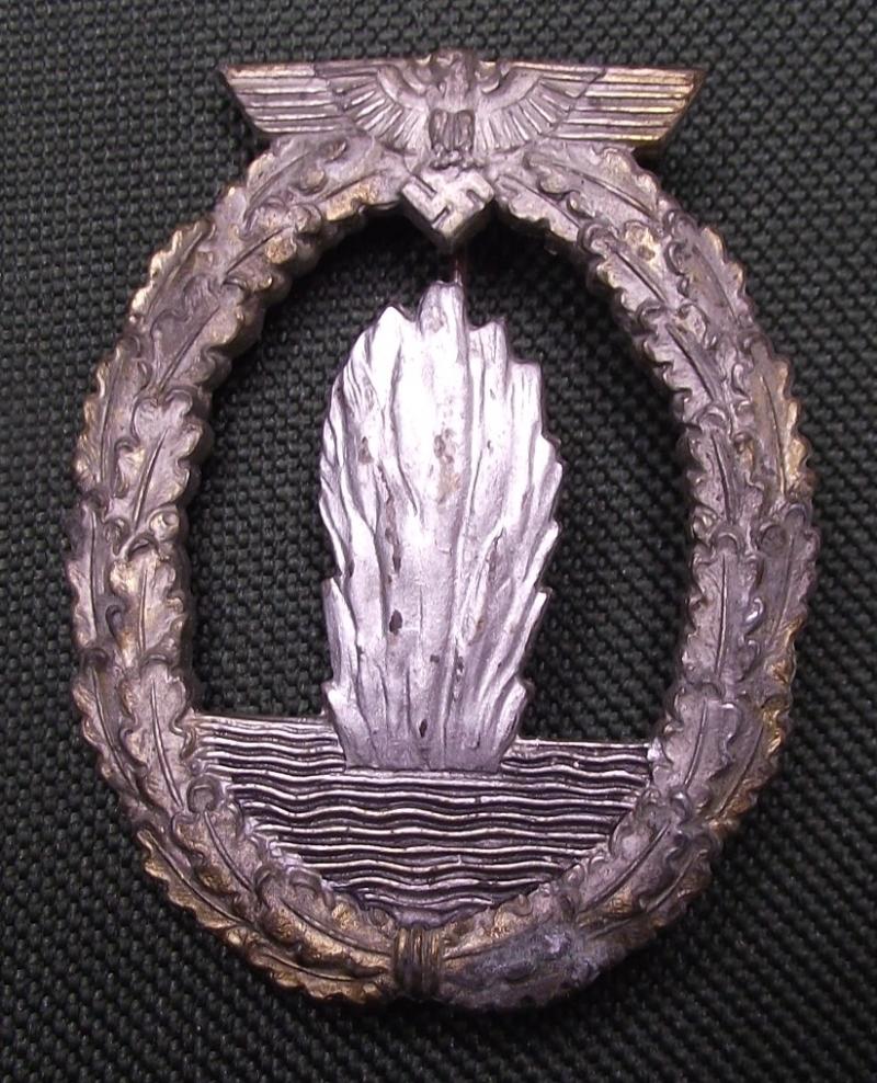 WW2 German Minesweeper War Badge. Unknown Maker.