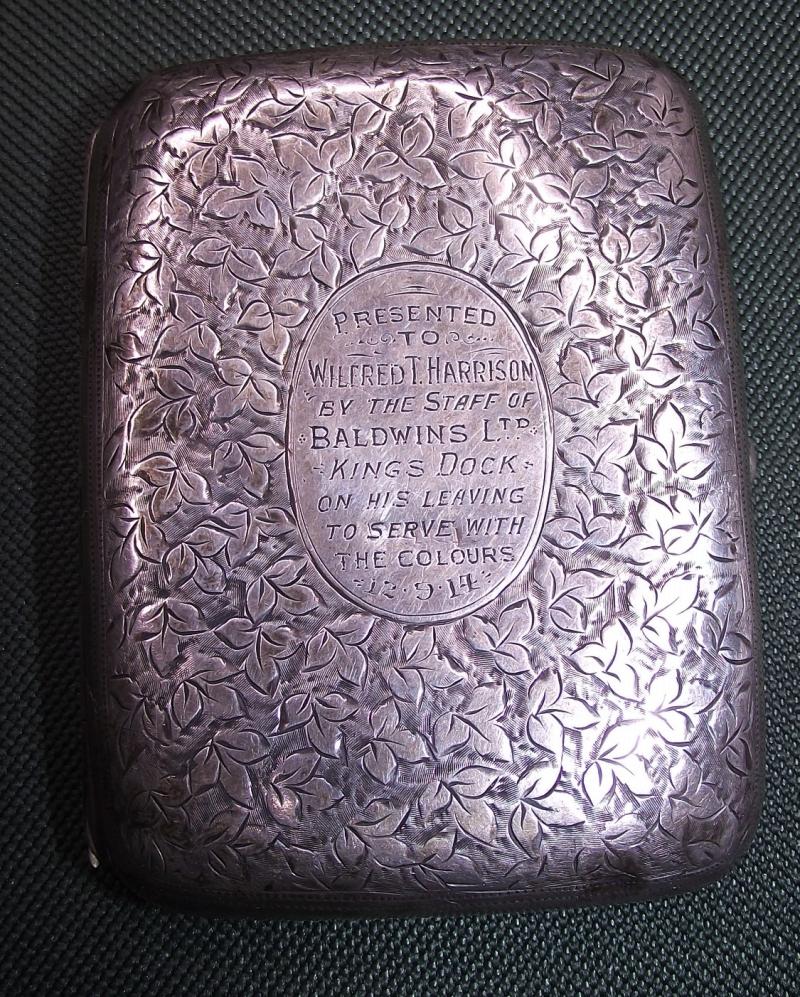 WW1 British 1914 Dated Silver Presentation Cigarette Case. Swansea.