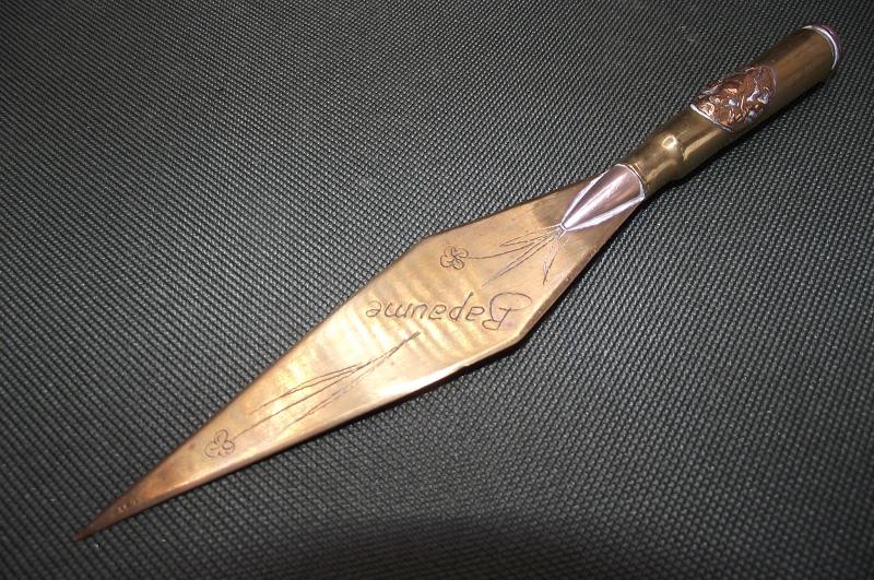 WW1 Bullet Letter Opener Souvenir. Bapaume.