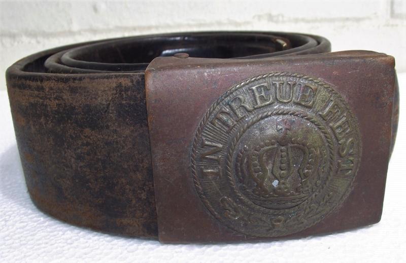 WW1 Bavarian Buckle and 1915 Dated Leather Belt.