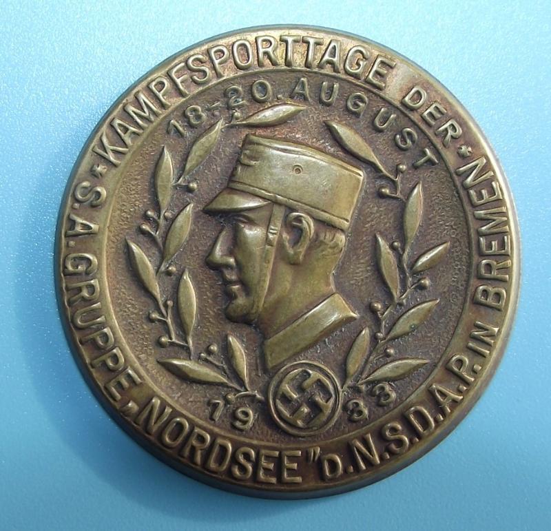 SA Event Badge/Tinnie. SA Gruppe Nordsee, 1933.