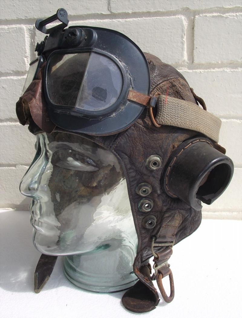 Named RAF First Pattern ''C'' Type Flying Helmet and MKVII Goggles.