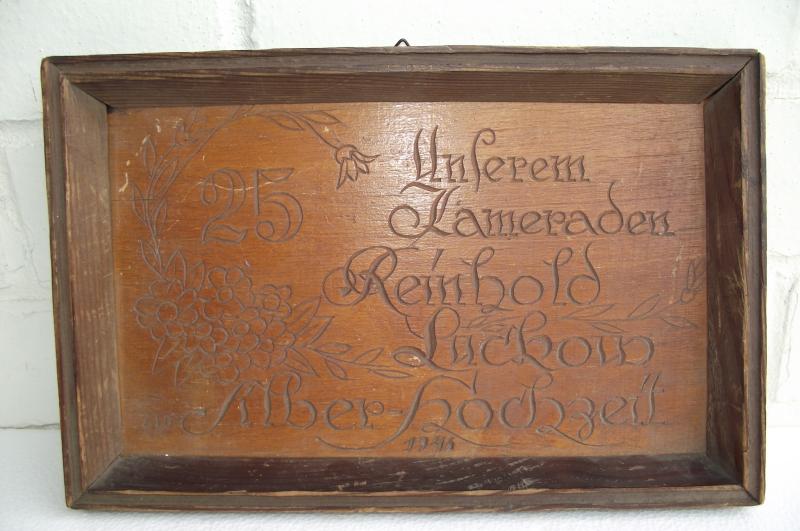 German POW, Internment Camp, Wooden Framed Plaque, Paderborn. 1946.