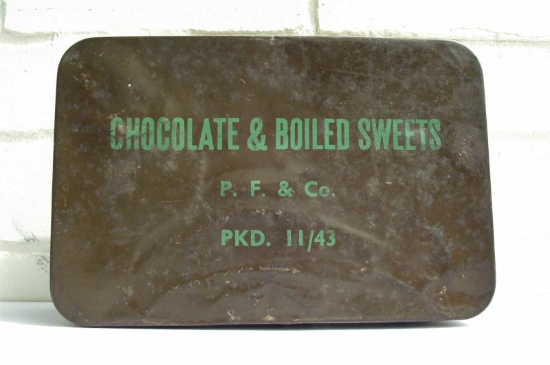 1943 Dated Chocolate & Boiled Sweets Ration Tin.