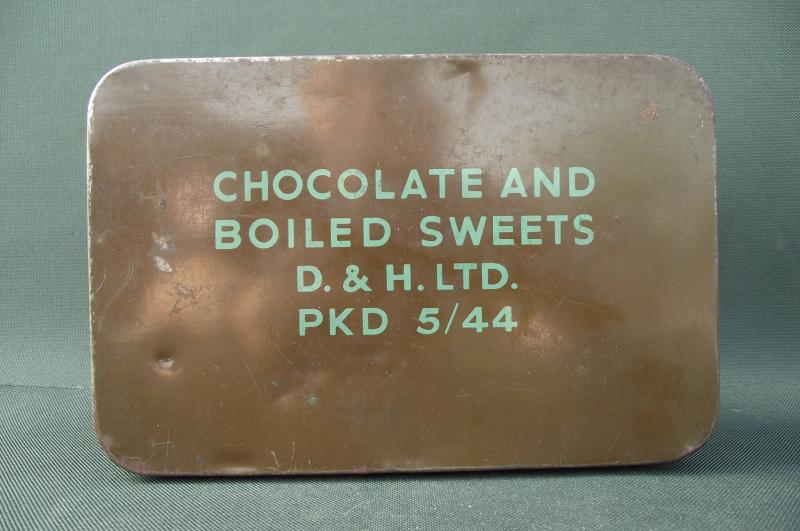 1944 Dated Chocolate & Boiled Sweets Ration Tin.