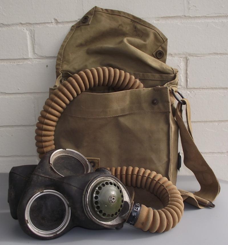 British Long Hose Gas Mask and Case. 1942