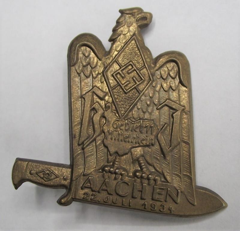 Hitler Youth Tinne/ Event Badge. Aachen, Gebiet 11,1934.