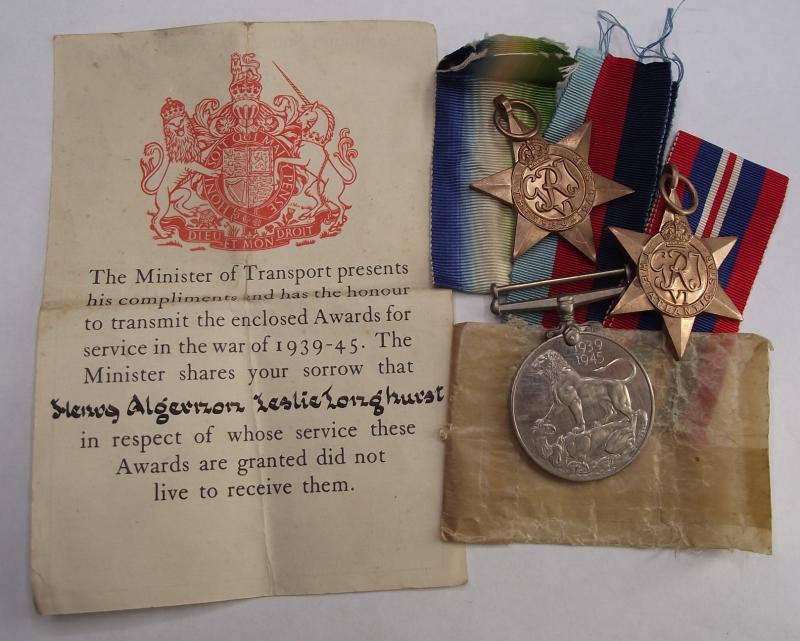 WW2 Naval Casualty Medal Group. SS Ashrcrest. Cardiff Lad, Grangetown.