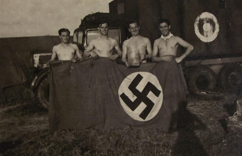 Captured NSDAP Flag Photo. RAF, Alverdissen, 1945.
