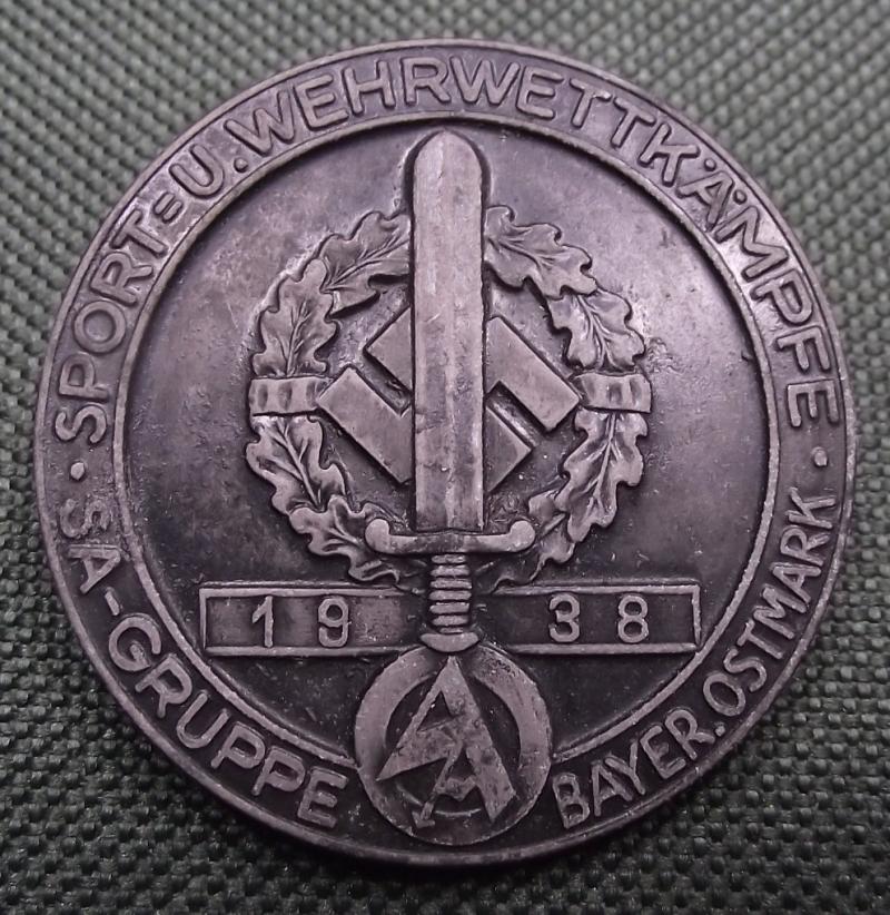 SA Event Badge/Tinnie. Gruppe Bayer Ostmark, 1938.