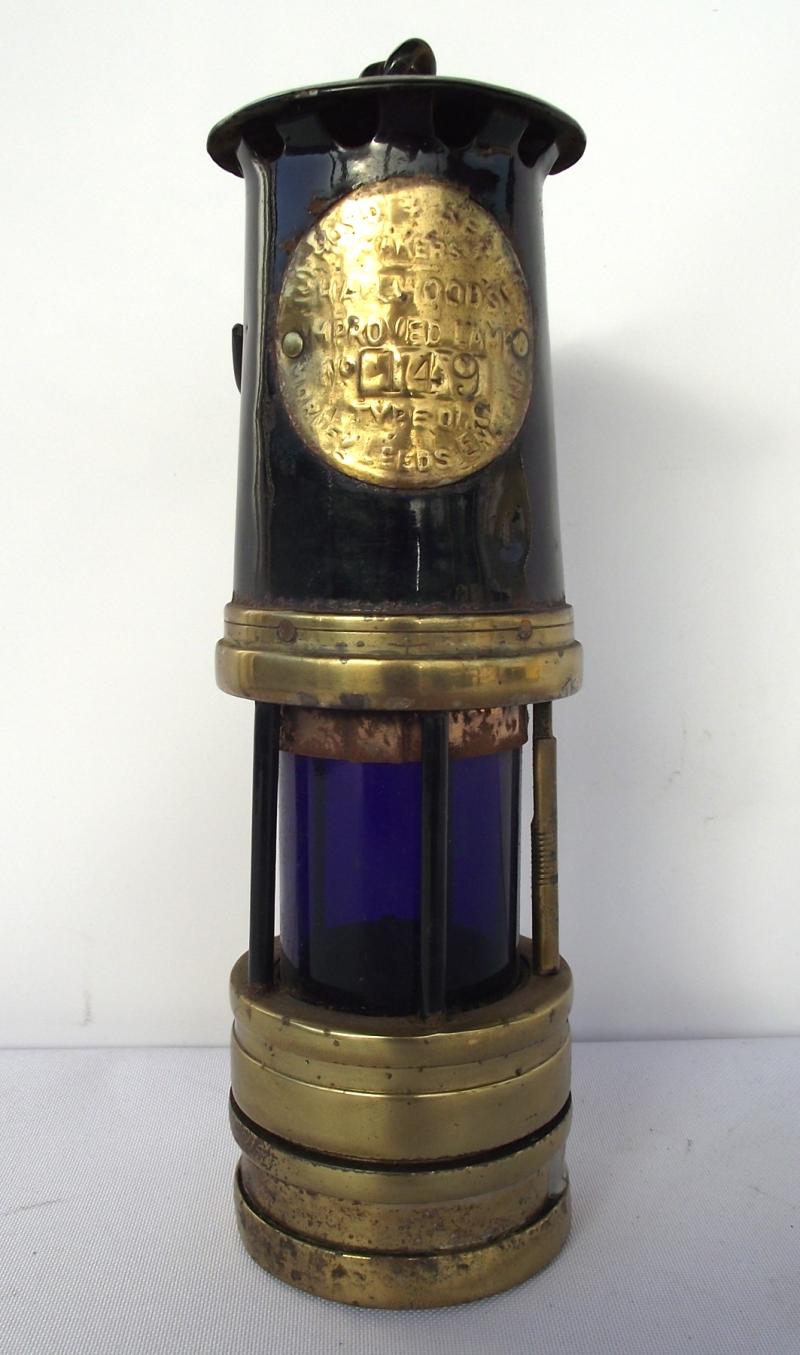 ARP Blue Glass Hailwood & Ackroyd Miners/Safety Lamp.