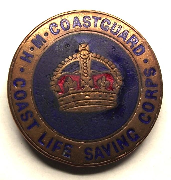 H.M.Coastguard . Coast Life Saving Corps, Enamel Membership Badge.