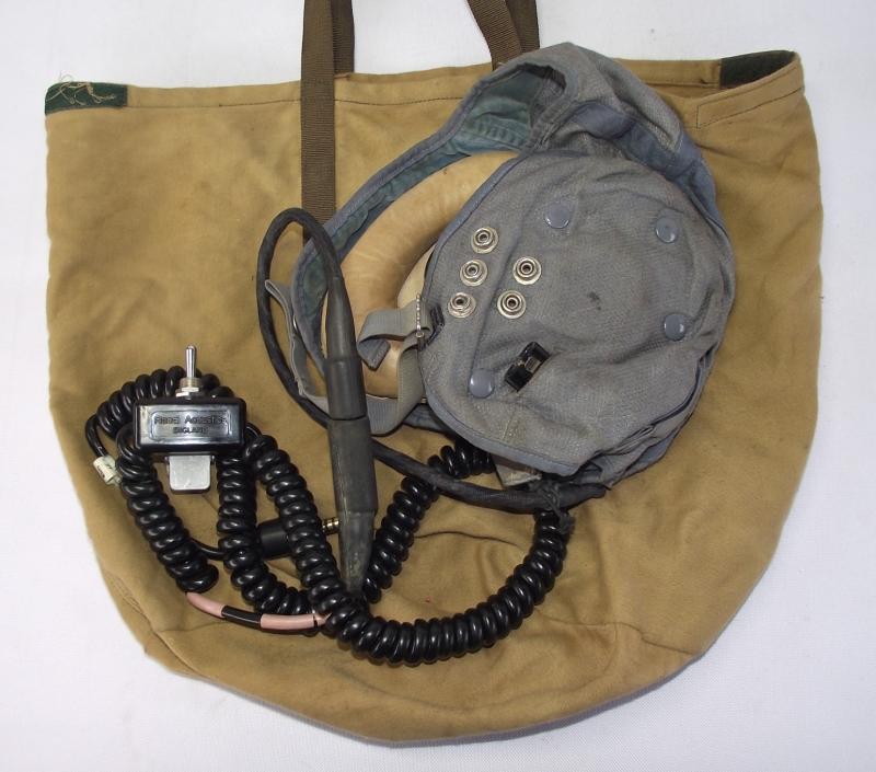 RAF Type G Flying Helmet , Microphone Switch Adaptor and Carry Bag.