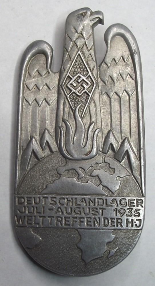 Hitler Youth Tinne/ Event Badge. Deutchland Lager Welttreffen Der HJ, 1935.