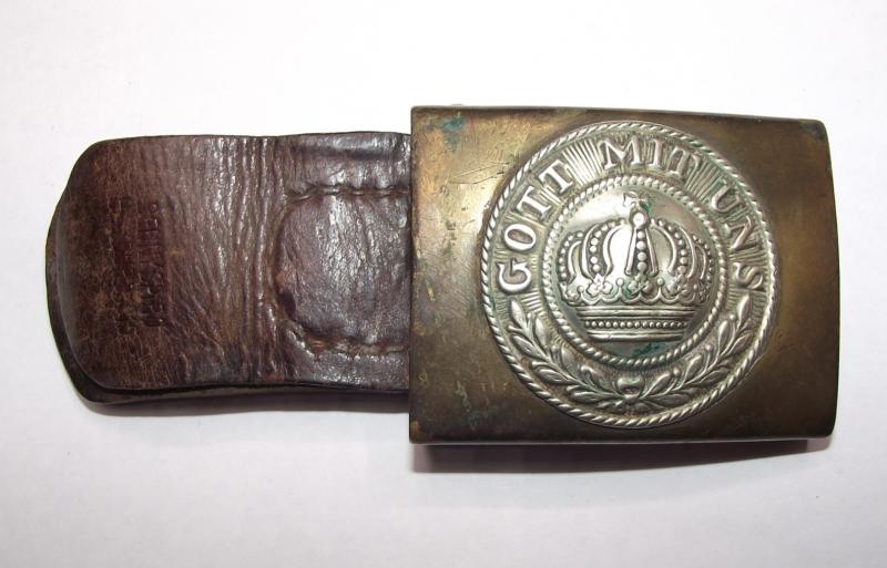 WW1 German Brass Buckle with 1915 Dated Leather Tab