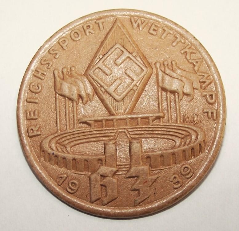 Hitler Youth Tinne/ Event Badge. Reichssport Wettkampf, 1939.