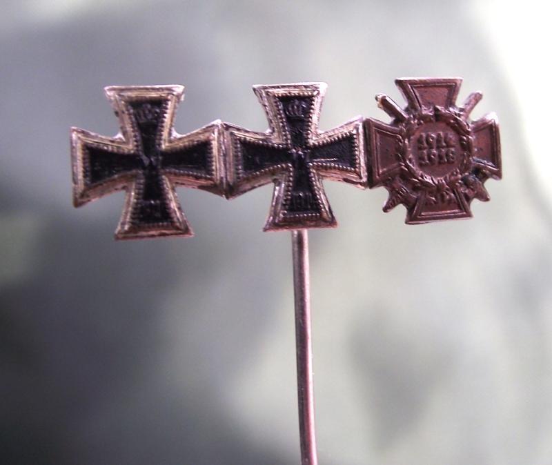 WW1 German Stick Pin. Iron Cross 1st and 2nd Class with Honour Cross.