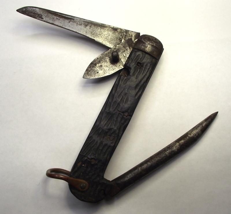 British Clasp Knife with Marlin Spike and Tin Opener.