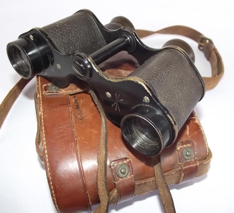 British Named 1918 Dated Binoculars and Matching Case.