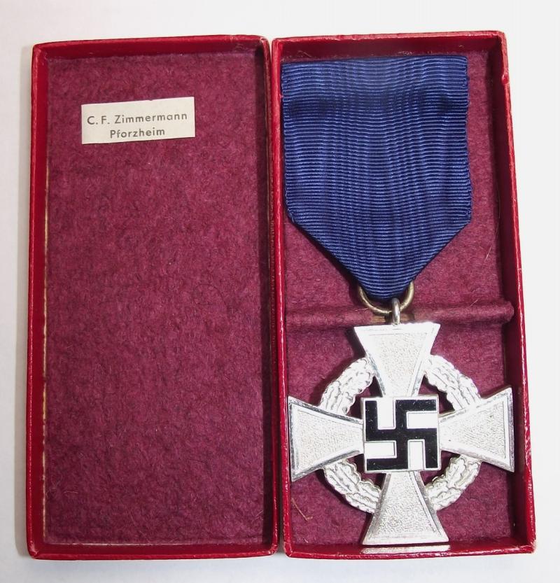 Boxed 25 Year Faithfull Service Medal. C.F.Zimmermann