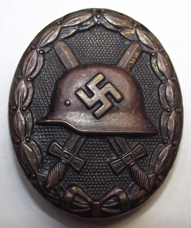 WW2 German Black Wound Badge. Brass, No Rivet!