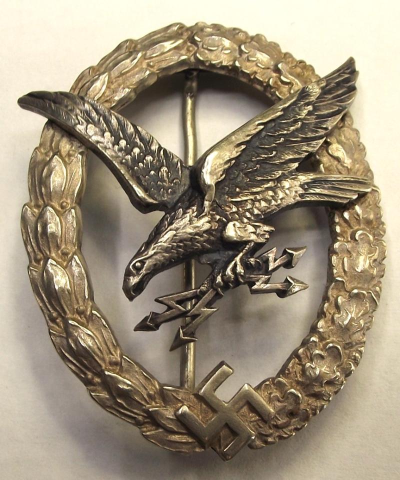 WW2 Luftwaffe Wireless Operator/Air Gunner Badge. C.E.Junker.