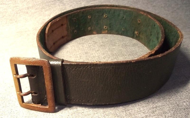 Third Reich Gold Wash Double Claw Buckle and Green Leather Belt.