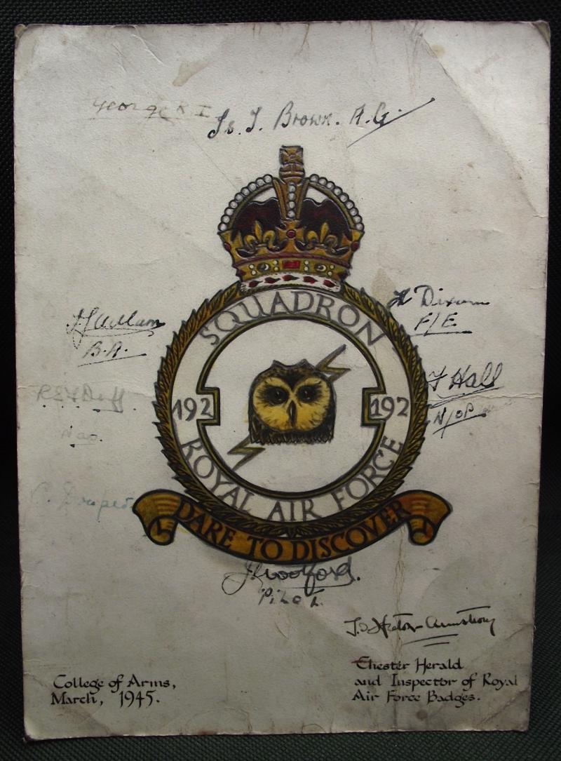 RAF 192 Squadron Bomber Crew Signed Card.
