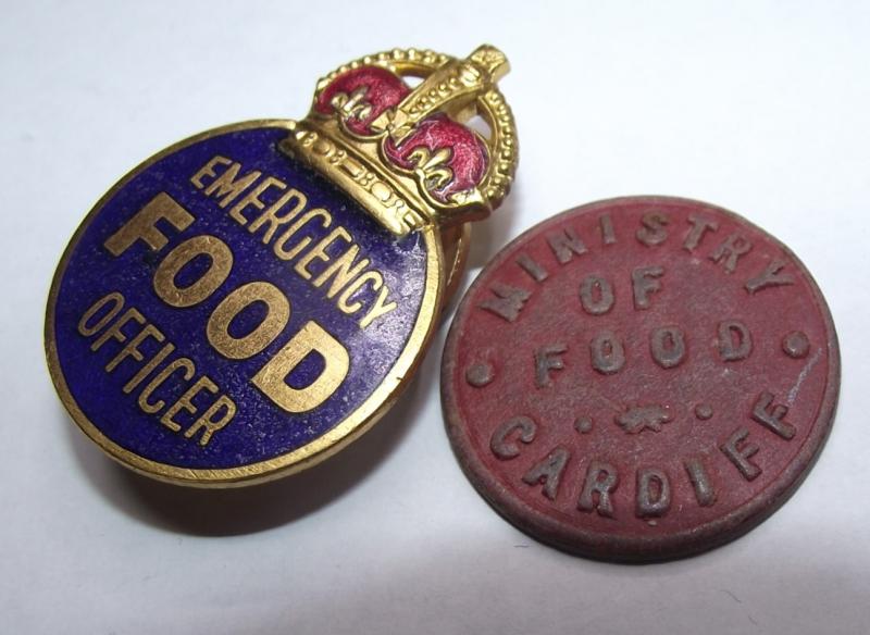 British Emergencey Food Officer and Cardiff Ministry of Food Token.