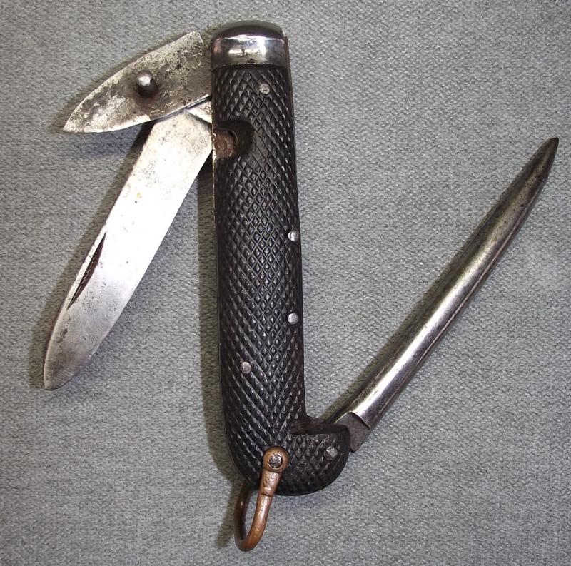 British Clasp Knife with Marlin Spike and Tin Opener.