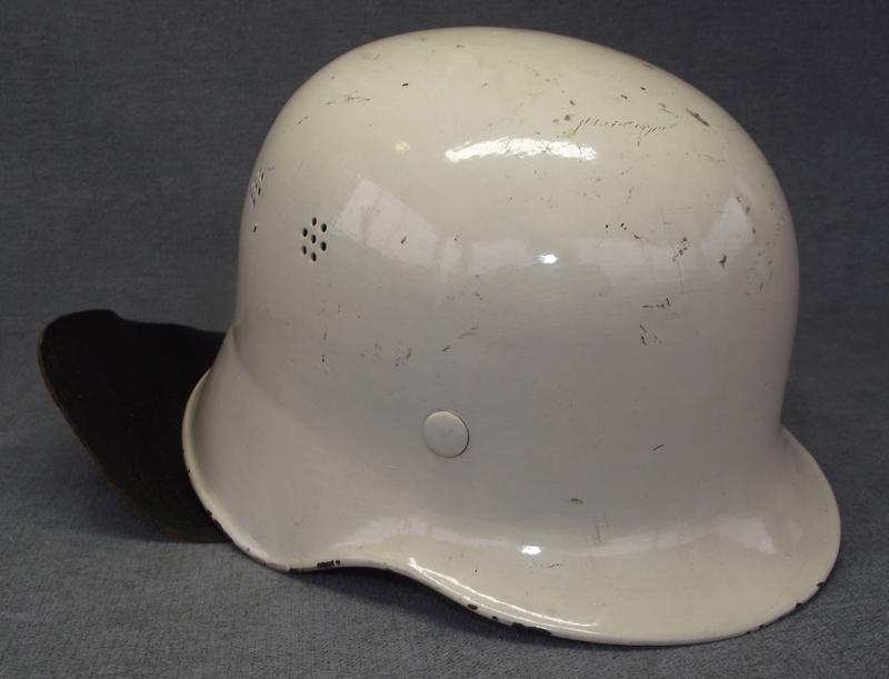 WW2 German White M34 Feuerschutzepolizei Helmet.