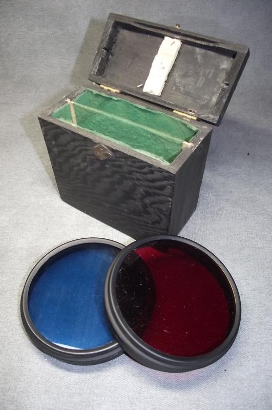 Two Large Air Ministry Lens Filters and Box.