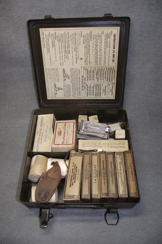 U.S./Allied, First Aid Box, 24 Unit and Contents.