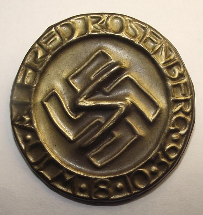 Event Badge/Tinnie. Alfred Rosenberg, Ulm,1936.