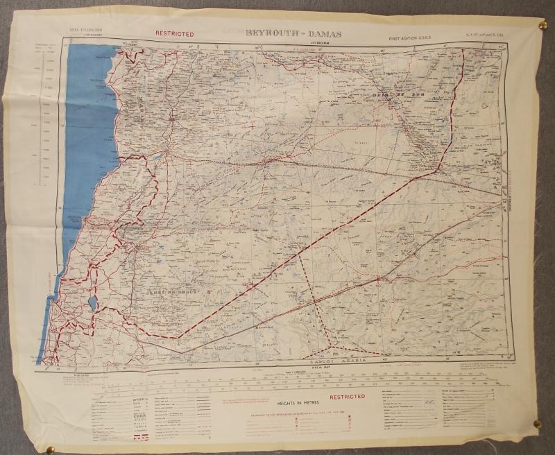 British Silk Escape and Evasion Map. Al Jauf / Beyrouth-Damas.