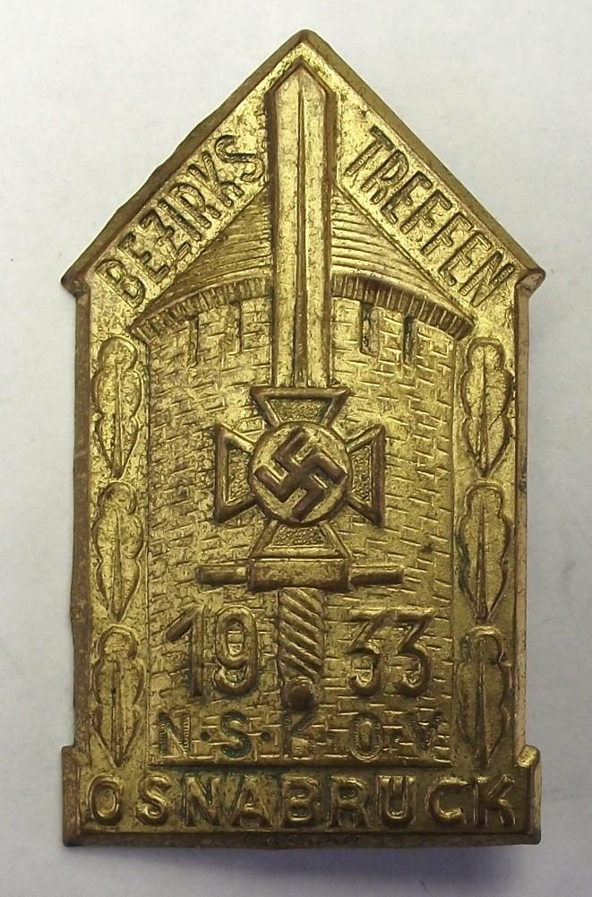 NSKVO Event Badge/Tinnie. Bezirks Treffen Osnabruck, 1935.