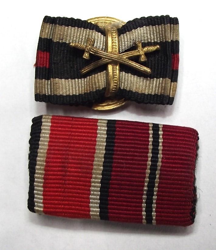 WW1 and WW2 German Iron Cross 2nd Class Ribbon Bars.