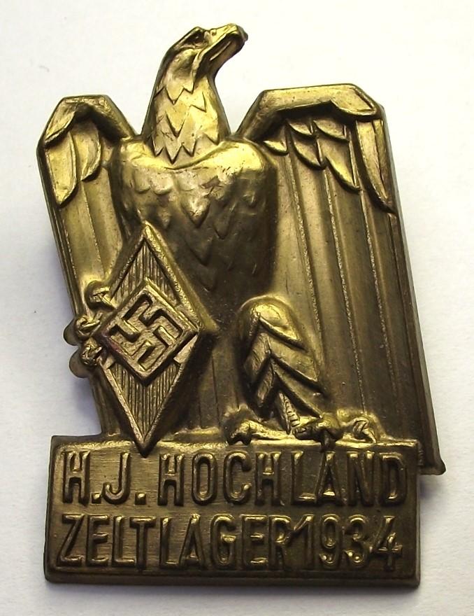 Hitler Youth Tinne/ Event Badge. HJ Hochland Zeltlager, 1934.