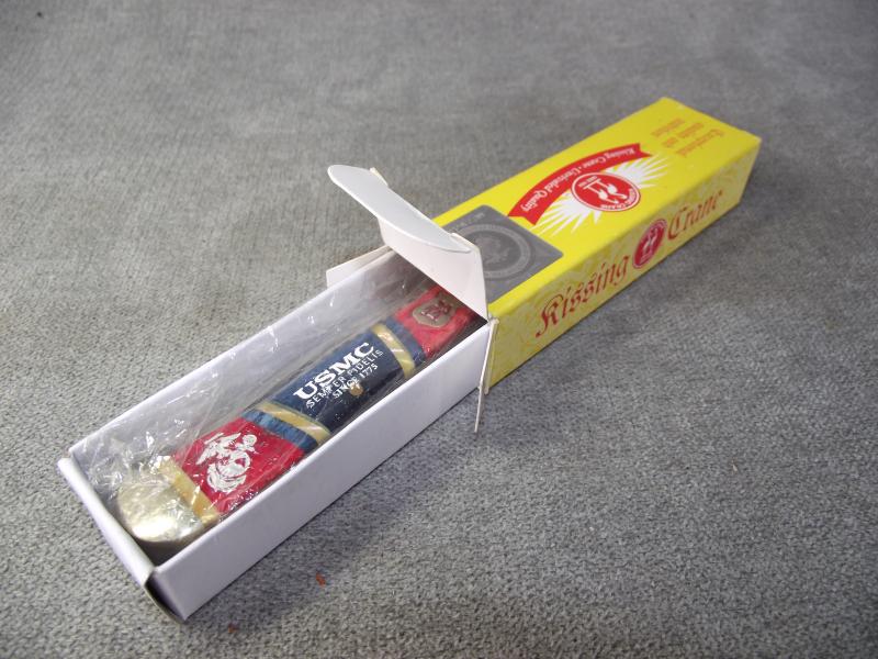 Boxed USMC Souvenir Kissing Crane Pen Knife.